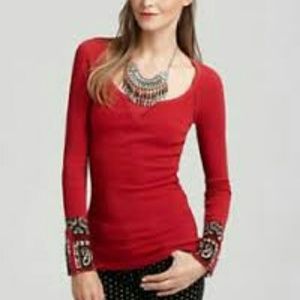 Free People Thermal Cuff Shirt